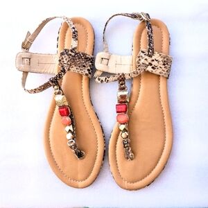 Joe Boxer Thong Style Sandals with Beaded Accents Size 8
